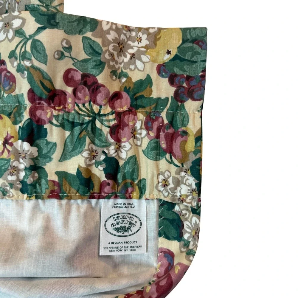 Vintage Laura Ashley Curtain Valance Panel 40x 84 Cottagecore Floral Fruit USA